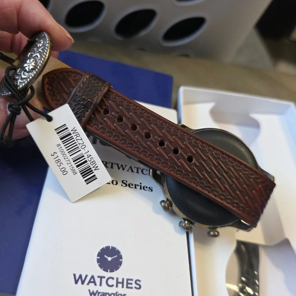 Wrangler‎ WRZ20 Series Smartwatch Brown Leather Basketweave Strap Western Buckle